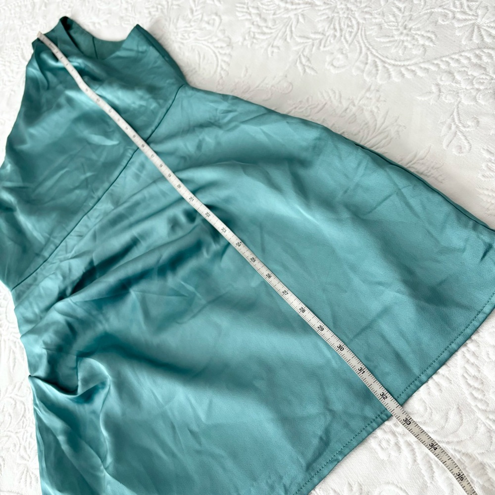 NWT Lulus Love Me Tonight Sage Green Satin One-Shoulder Mini Dress Small - Picture 10 of 10